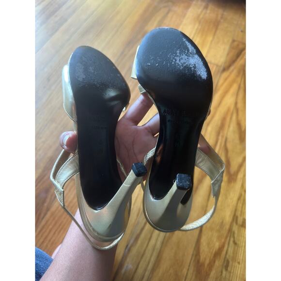 Anne Klein Gold Slingback Heels | Low Heel Dress Shoes | Women’s - Picture 9 of 9